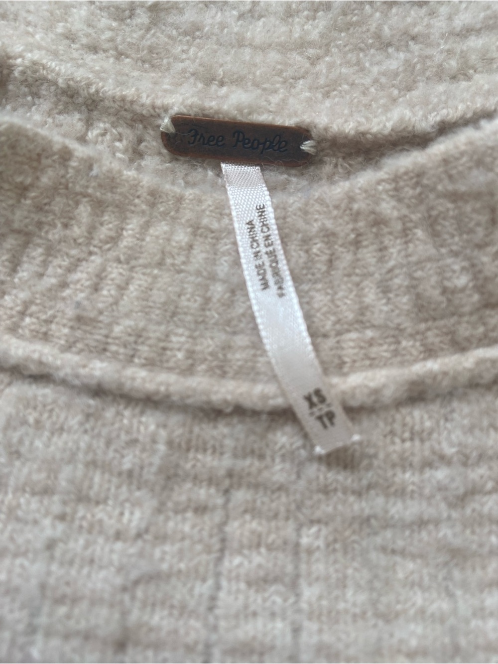 FREE PEOPLE Valley Side Light Beige Cropped Wool Alpaca Tank Vest XS - Picture 7 of 8